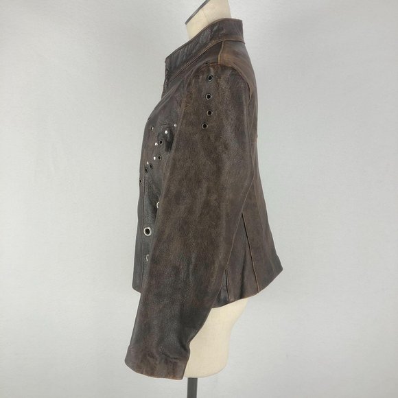 *SOLD* West End Brown Leather Full Zip Jacket Sz M - Picture 2 of 12